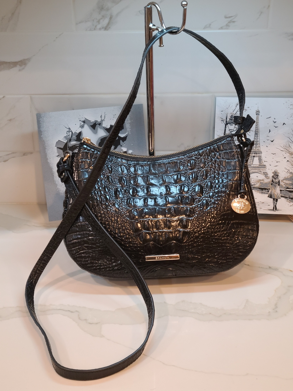 Brahmin Black Shayna Shoulder Crossbody Bag